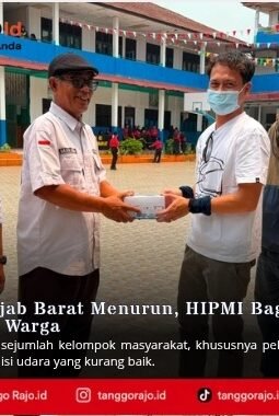 Kualitas Udara Tanjab Barat Menurun, HIPMI Bagikan 2.000 Masker kepada Pelajar dan Warga