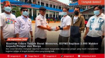 Kualitas Udara Tanjab Barat Menurun, HIPMI Bagikan 2.000 Masker kepada Pelajar dan Warga